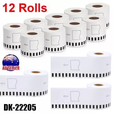 Compatible Brother DK-22205 Continuous Label For QL-570 700 62mm X 30.48m 12Roll • $55.99