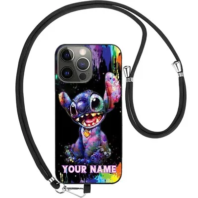 Stitch Personalised Name Adjustable Neck Strap TPU Silicone Gel Back Case Cover • £8.39