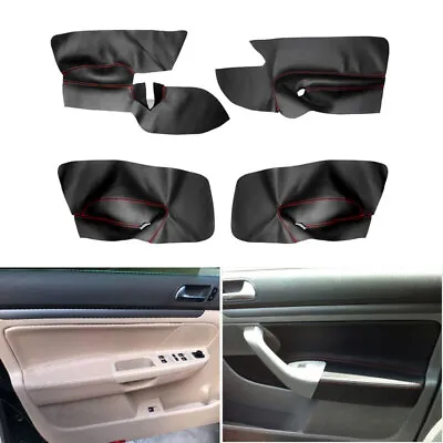 4x Microfiber Leather Car Inner Door Panel Cover Trim For VW Golf MK5 Red Line • $24.99