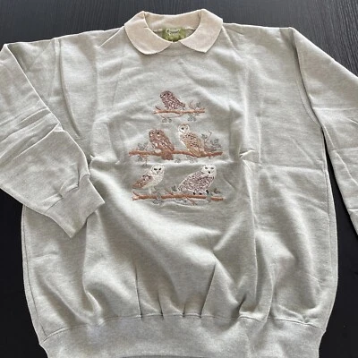 £24.99 • Buy Vintage Country Scene Embroidered Owl Sweatshirt Made In Britain Size Large (J)