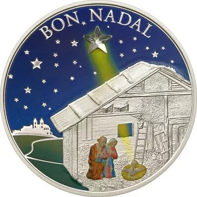 25g Silver Coin 2011 Andorra 5 Diners Merry Christmas Bon Nadal Nativity • $94.80