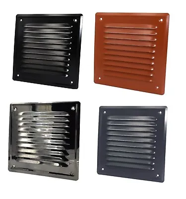 Metal Air Vent Grilles 165mm X 165mm With Fly Screen Louvre Ventilation Cover • £5.89