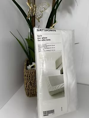 New IKEA  NATTJASMIN Fitted Sheet Cotton Lyocell White TWIN 310 TC 20108 NIP • $12