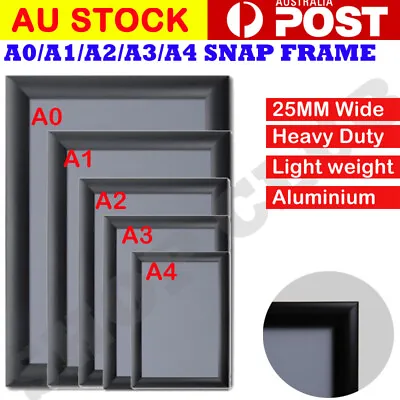 A0 A1 A2 A3 A4 PREMIUM Aluminum Snap Poster Frame Sign Holder Wall Black • $15.80