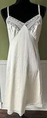 Vtg JCPENNEY MG Full Slip Nightgown Lingerie Champagne Buff Size 38 / 16 L  XL • $25