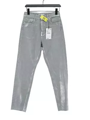 Zara Women's Jeans UK 8 Silver Cotton With Lyocell Modal Mom • £11.50