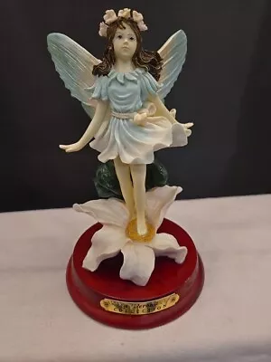 La VERONA COLLECTION FLOWER FAIRY FIGURE ON WOOD BASE Pink Flower Green Dress • $9.99