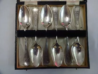 Art Deco Silver Plated Teaspoons X6 Length 12.5cm Cased Daniel & Arter Sheffield • £18