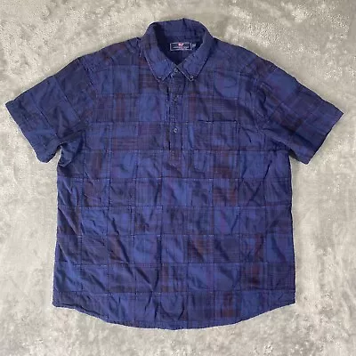 Vineyard Vines Button Down Shirt Men's XL Blue Patchwork Plaid Short Sleeve • $12.66