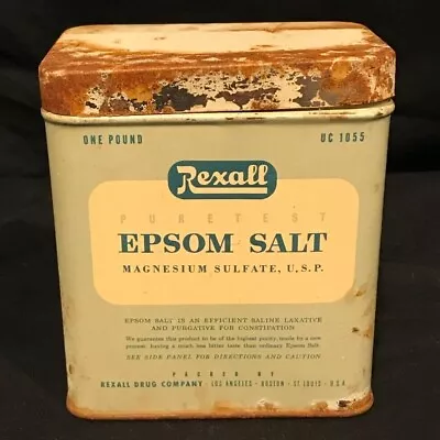 VTG Antique REXALL Drug Co. TIN Puretest Epsom Salt Collectible Collectible  • $11.50