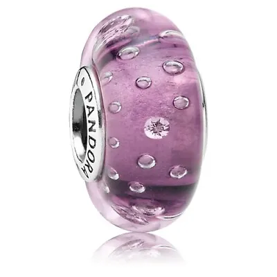 PANDORA Purple Effervescence Glass Murano Charm 791616CZ • $19.24