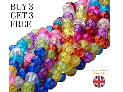 £1.99 • Buy ❤ Round Glass Crackle Beads 200x 4mm 100x 6mm 50x 8mm Choose Bead Colour UK 