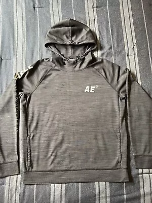 American Eagle Mens Flex Sweatshirt Size Medium M Adjustable Hood Strings Gray • $9.99