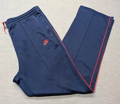 Vintage 80s Nike Swoosh Track Pants  Pleated Sweatpants Blue Tag Size Large • $32.95