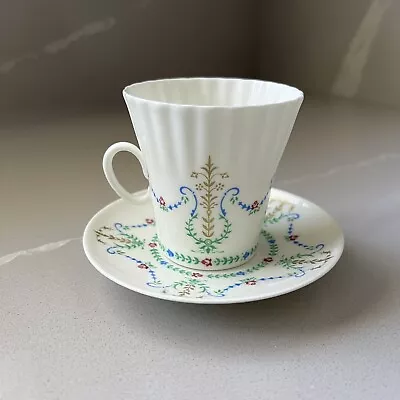 Russian Lomonosov Teacup & Saucer Made In USSR Porcelain White Multicolor Vtg • $35