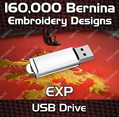 160000 Bernina Bernette Embroidery Machine Design Files EXP On USB Drive • $22.39