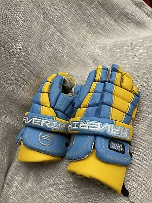 Lacrosse Gloves Maverik The Fox Size 12 Yellow Blue • $55