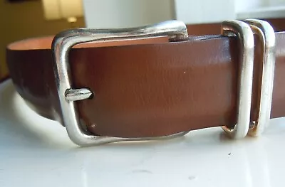 Men's Cole Haan Med Brown A0863 Hand Antiqued Belt Made In Usa 1 1/8  Sz 36 • $13