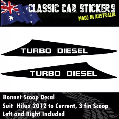 TURBO DIESEL Decal Sticker For Toyota HILUX 3 Fin Bonnet Scoop 2012 To Current • $20