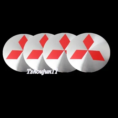 4X Red Silver Car Wheel Rim Center Cap 56mm 2.2 Inch Sticker For Mitsubishi • $9.98