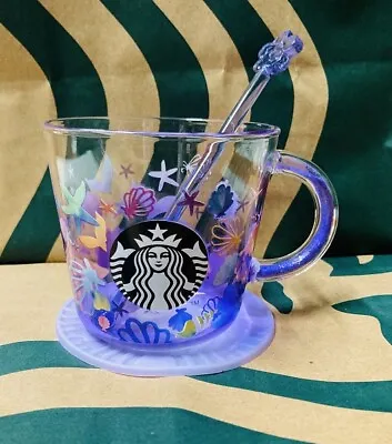 $27.54 • Buy NEW Starbucks Purple Starfish Shell Glass Cup With Coaster Stir Rod Mug Set Gift