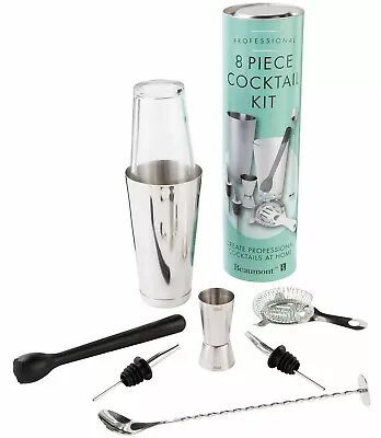 Cocktail Shaker Kit Beaumont 8 Piece Professional Home Bar Pub Ideal Gift • £21.95