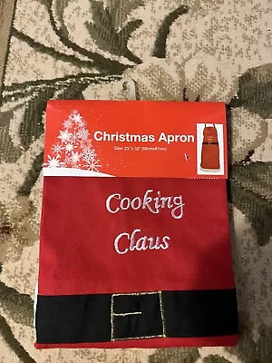 “Cooking Claus” Christmas Cotton/Poly Faux Fur Trim Pocket Apron • $10