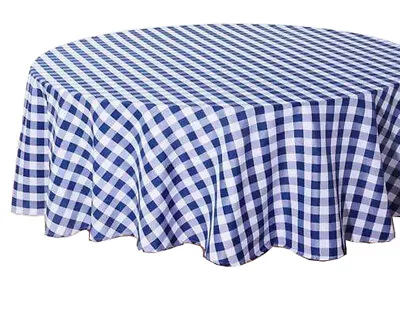 Tektrum 60  Round Tablecloth-Waterproof/Wrinkle Free - Blue/White Checker • $20.95