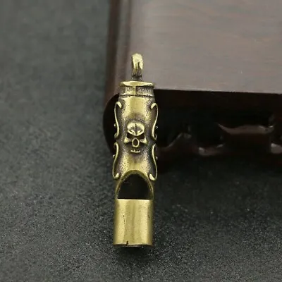 Solid Brass Skull Whistle Pendant Figurine Statue Home Ornament Collectibles • $3.80