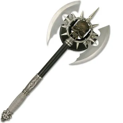 25  DEATH SKULL FANTASY BATTLE AXE W/ Display Plaque Medieval Larp Hatchet  • $49.95