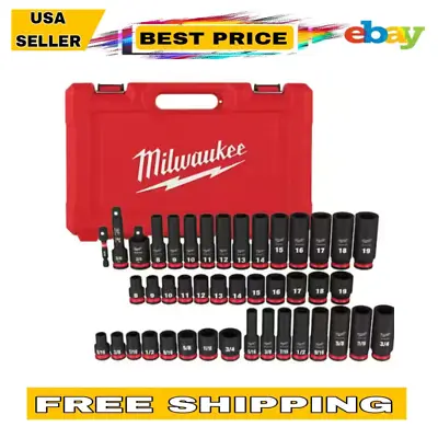 Milwaukee SHOCKWAVE 43-Piece 3/8  Drive SAE And Metric 6 Point Impact Socket • $178.20