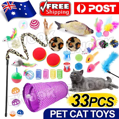 $18.45 • Buy 33 Items Lovely Pet Toy Bulk Buy Cat Kitten Toys Rod Fur Mice Bells Balls Catnip