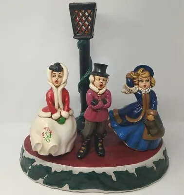 Vintage Atlantic Mold Christmas Carolers & Lightable Lamp Post 5 Piece Ceramic • $40