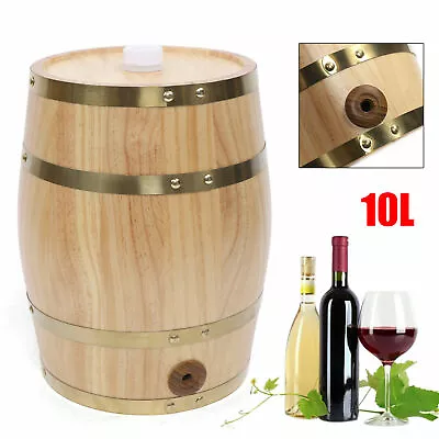 10L Barrel Cask Wooden Storage Wine Brandy Whiskey Beer Dispenser Barrel US • $53.20