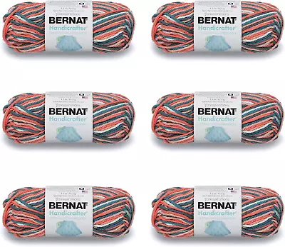 Bernat Handicrafter Cotton Coral Seas Ombre Yarn - 6 Pack Of 42.5g/1.5oz - - 4 - • $14.49