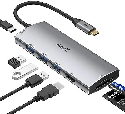 7-in-1 USB-C Hub With 4K HDMI Output 3 USB 3.0 PortsSD/Micro SD Card Reader • $25