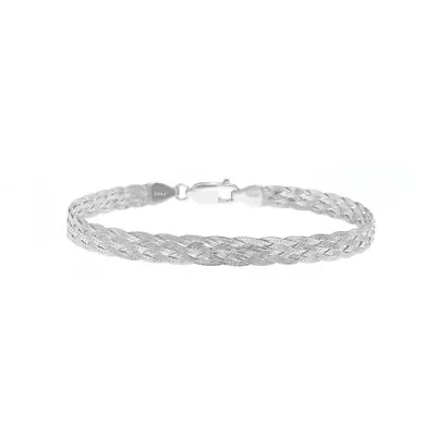 925 Sterling Silver 9MM Braided Herringbone Chain Bracelet 7.5  Inch - 3 Colors • $14.99