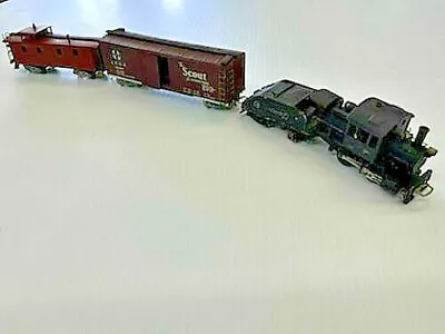 HO Brass Painted Locomotive W/ Tender Metal Box Car & Metal Caboose W/ Box • $239