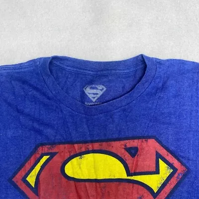 DC Superman Logo Tee Thrifted Vintage Style Size L • $13.49