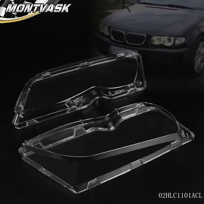 Left Right Pair Headlight Lens Plastic Fit For BMW 4 Door E46 3-Series 2002-2005 • $26.54