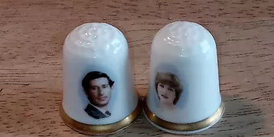 Coalport Bone China Thimbles Depicting The Wedding Of Charles & Diana July 1981 • £2