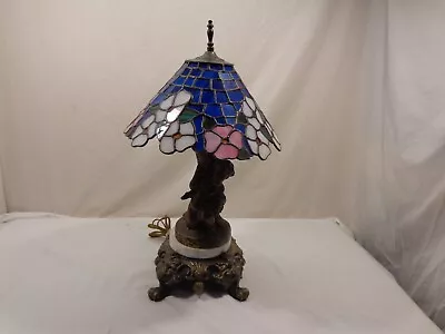 Vintage Brass/marble Art Deco * Tiffany Style * Table Lamp • $29.95
