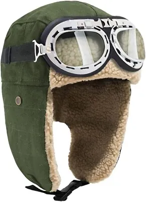 Aviator Hat With Goggles For Adult Kids Amelia Earhart Costume Pilot Cap • $33.58