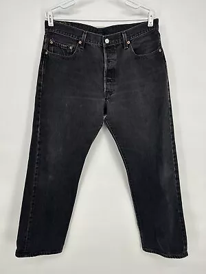 Vintage Levis 501 Jeans Mens 36x30 Black Straight Leg USA Made Button Fly • $30