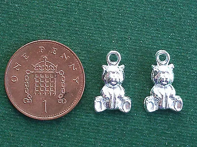 £2.40 • Buy 10 Teddy Bear Charms - Bright Silver - 3D - Baby Traditional Toy