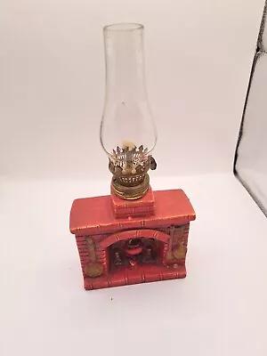 Miniature Oil Lamp Fireplace Base Red Brick Made In Japan 8” X 4” X 2” GUC  • $11.25