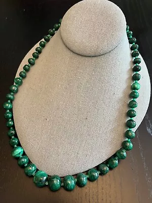 Vintage Antique Hand Made Malachite Stone Bead Necklace Handmade • $75