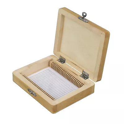 AmScope PS25-WB Microscope Slide Wooden Box Holding 25 Piece Slides • $13.99