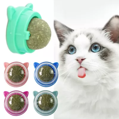 5x Rotatable Cat Treat Toy With Catnip Snack Licking Ball Kitten Pet Molar Toy ṯ • $7.69