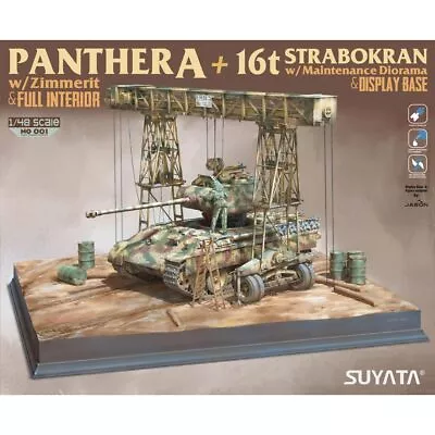 SUYATA NO001 Panther A Tank W/Interior & 16t Strabokran 1:48 Plastic Model Kit • £42.99